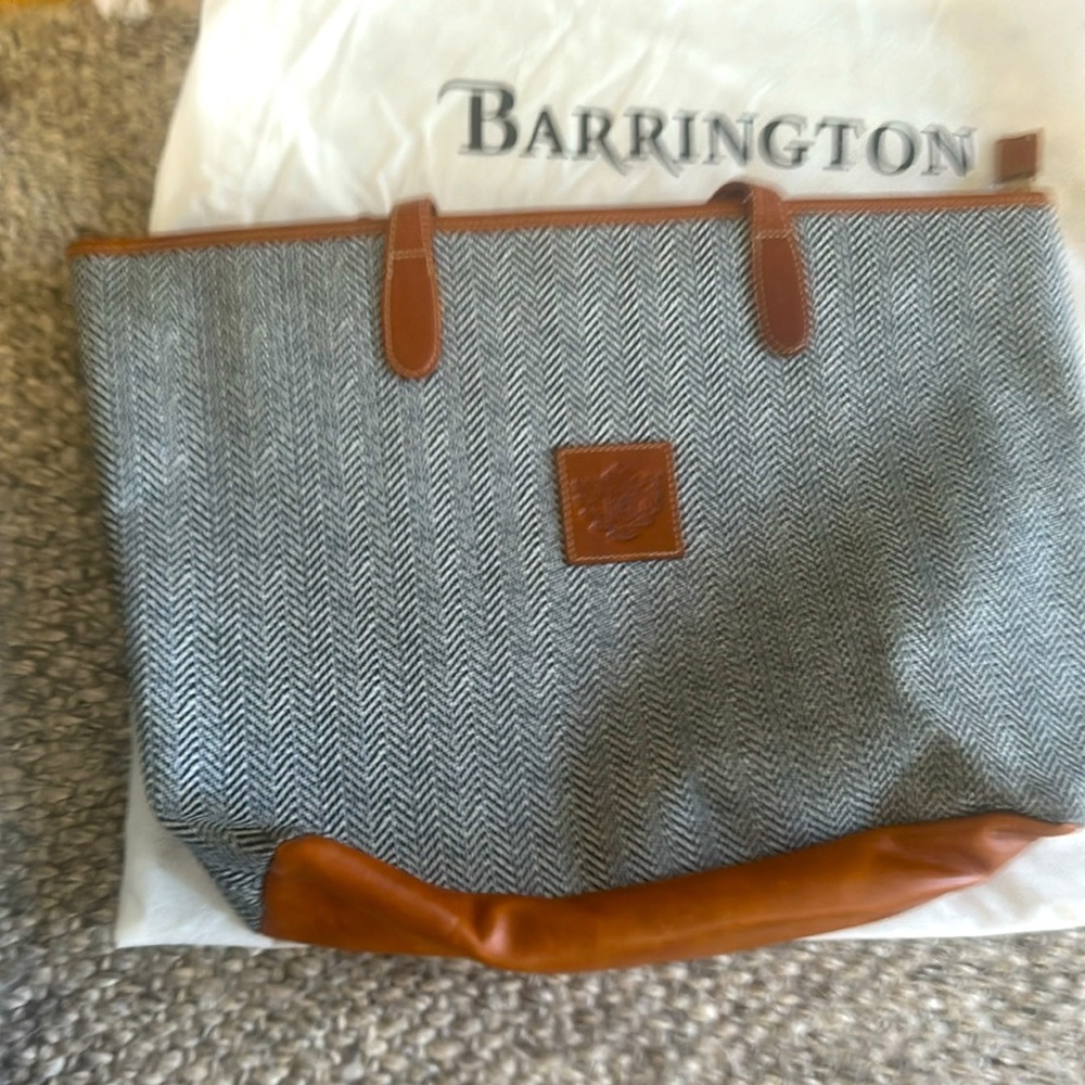 Brown Leather Tote Bag with Cream Interior